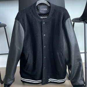 Joe’s/Julian Edelman collaboration. Leather and wool varsity bomber.